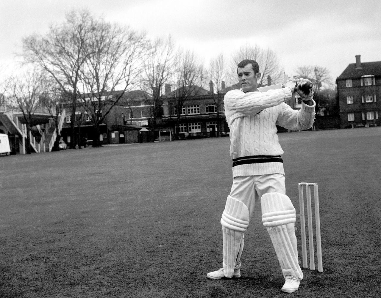 Charlie Davis strikes a batting pose, April 24, 1969