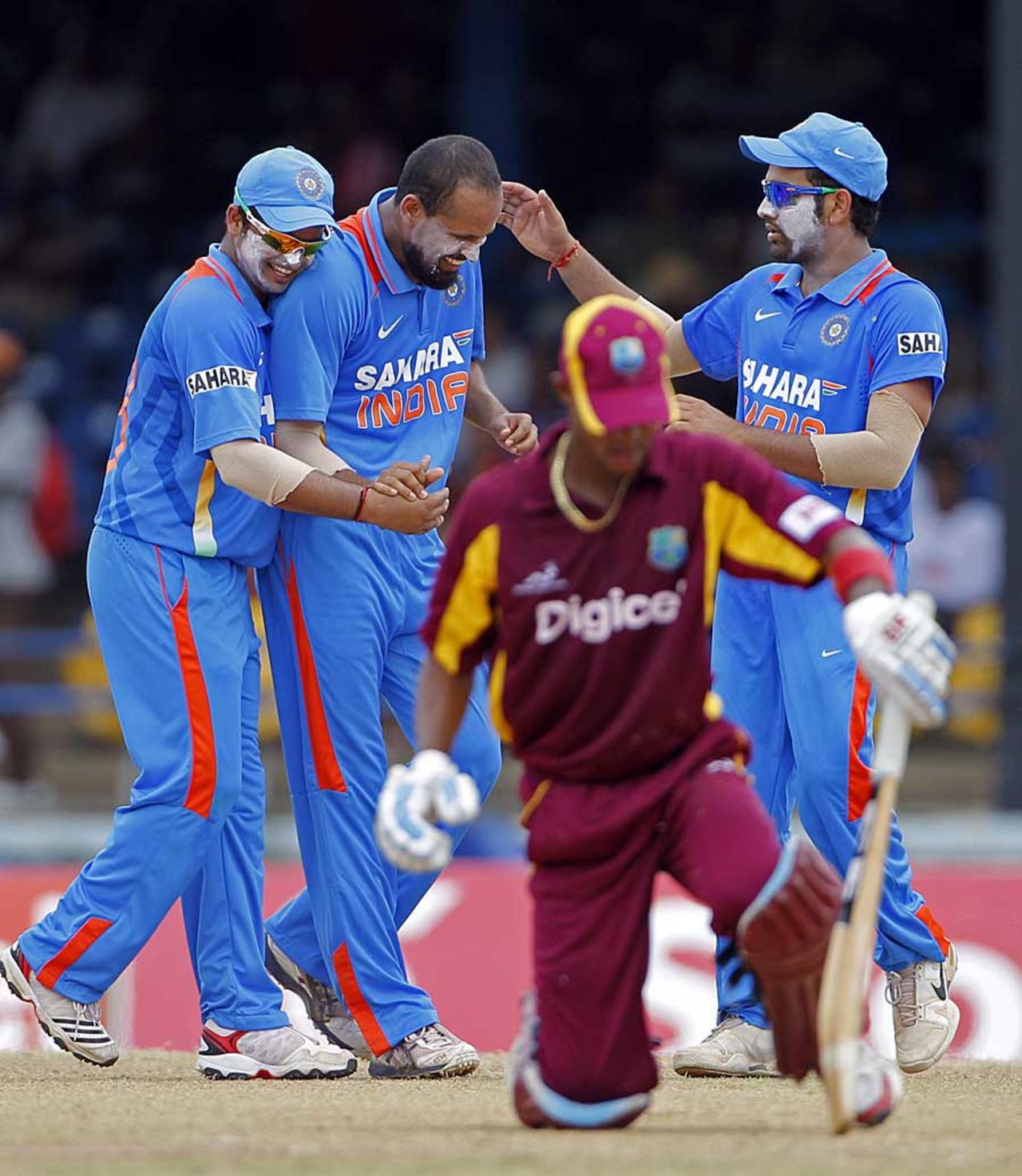Lendl Simmons was stumped off Yusuf Pathan, West Indies v India, 2nd ODI, Trinidad, June 8, 2011