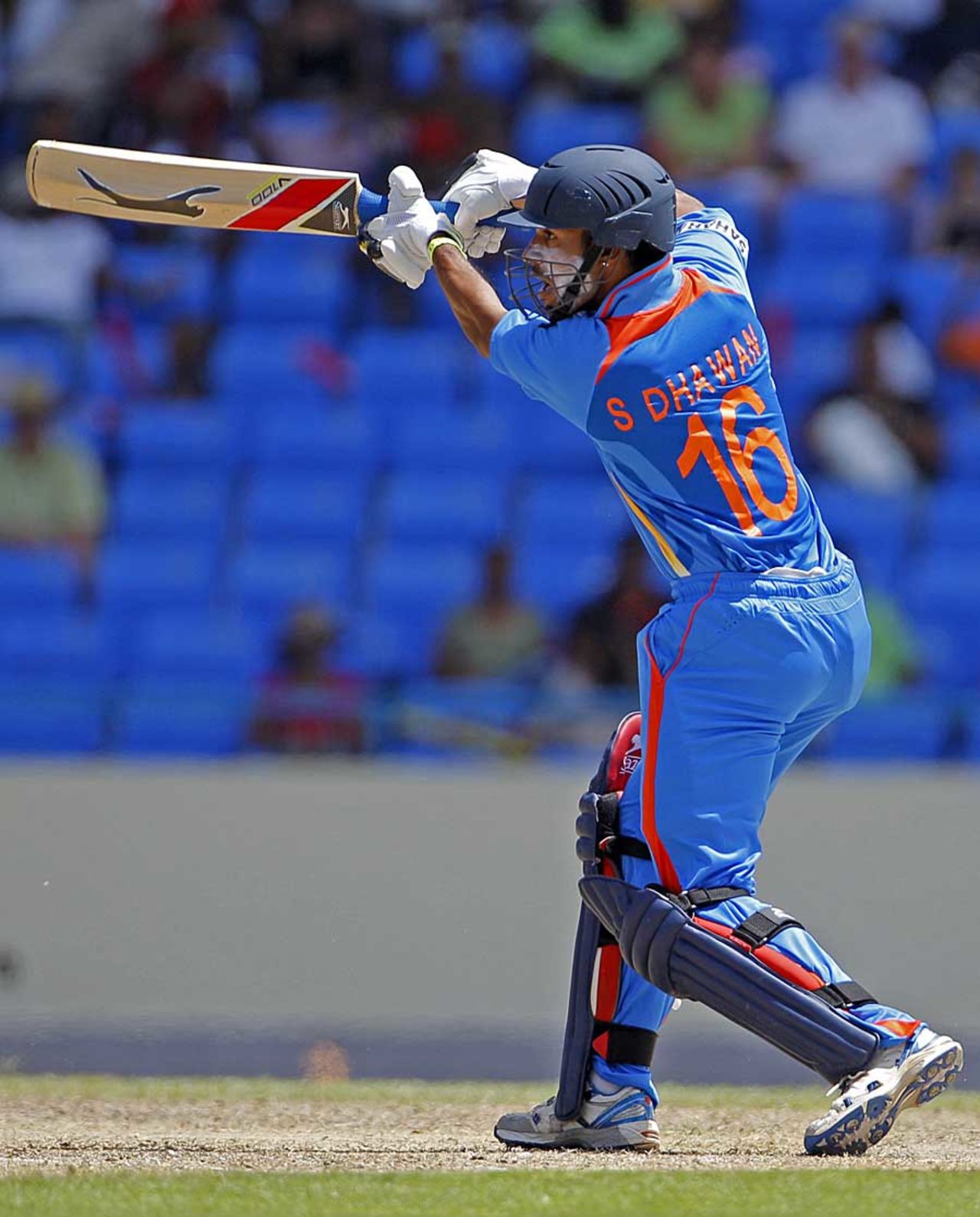 Shikhar Dhawan pushes loosely at one, West Indies v India, 3rd ODI, Antigua, June 11, 2011