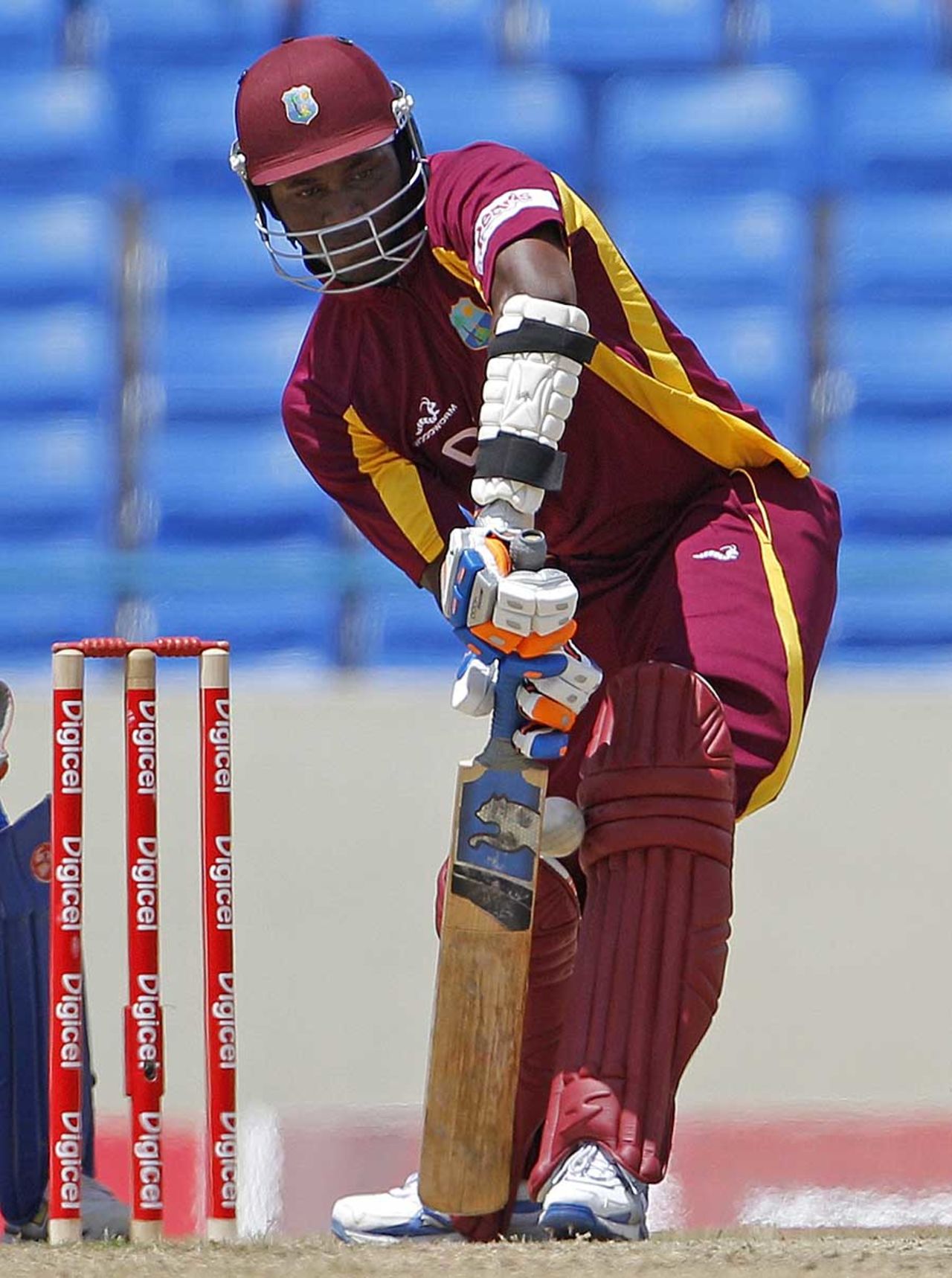 Marlon Samuels was trapped in front by a googly, West Indies v India, 4th ODI, Antigua, June 13, 2011