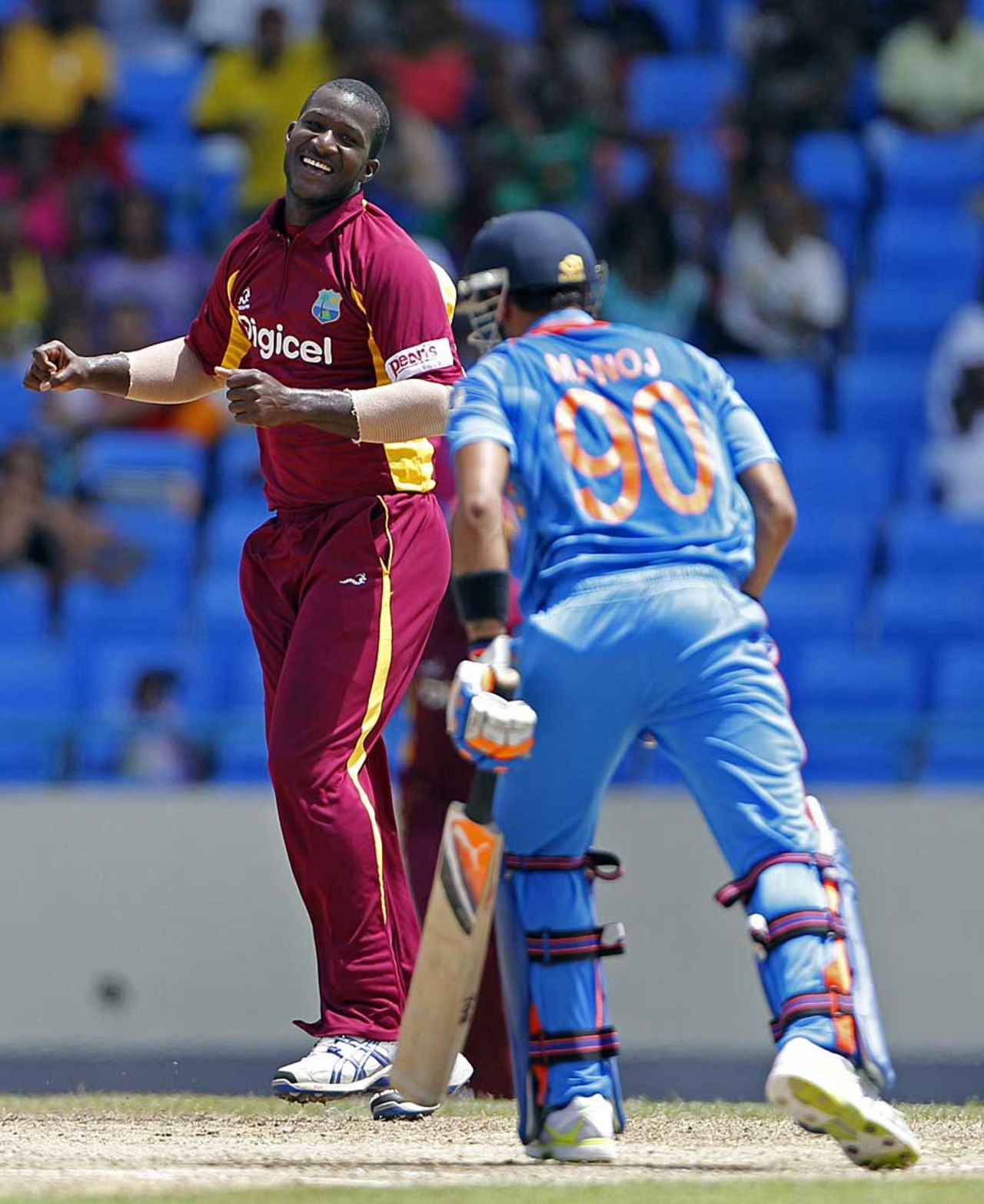 Darren Sammy dislodged a nervous Manoj Tiwary, West Indies v India, 4th ODI, Antigua, June 13, 2011
