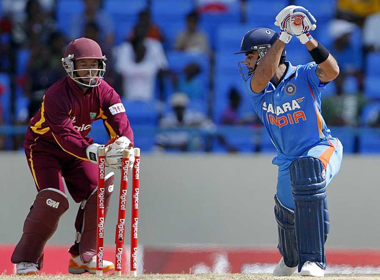 Virat Kohli is stumped smartly by Carlton Baugh, West Indies v India, 4th ODI, Antigua, June 13, 2011
