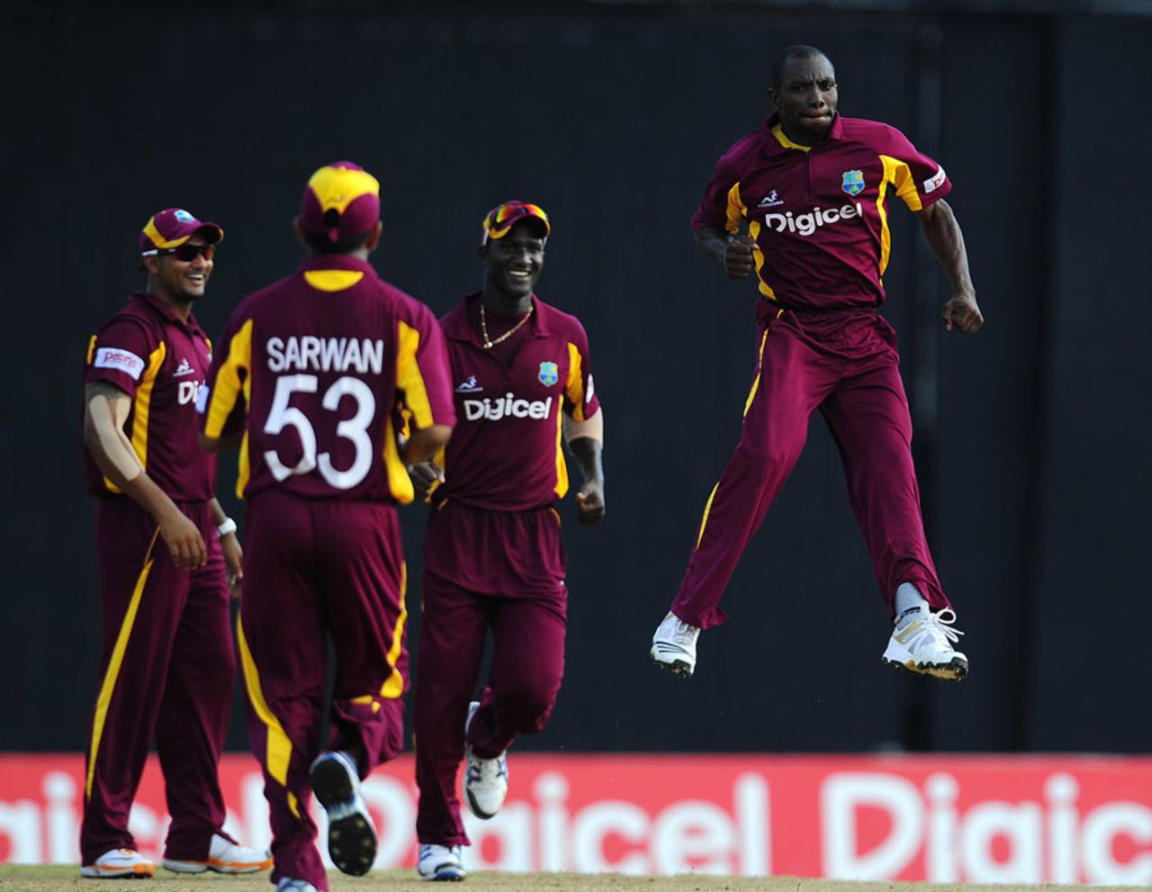 Anthony Martin is ecstatic after claiming a wicket, West Indies v India, 4th ODI, Antigua, June 13, 2011