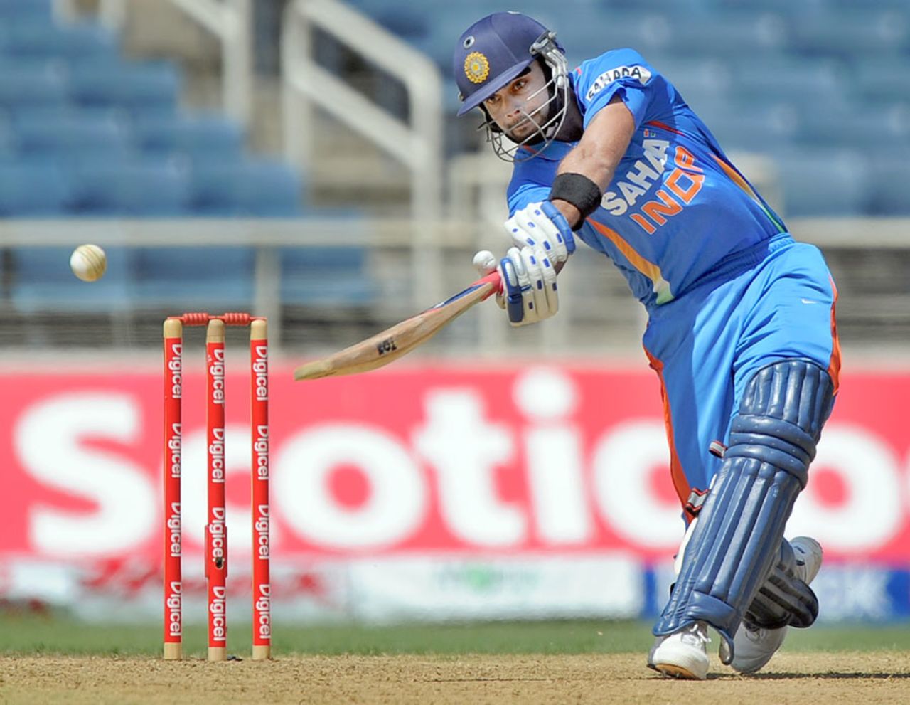 Virat Kohli drives on his way to a half-century, West Indies v India, 5th ODI, Kingston, Jamaica, June 16, 2011