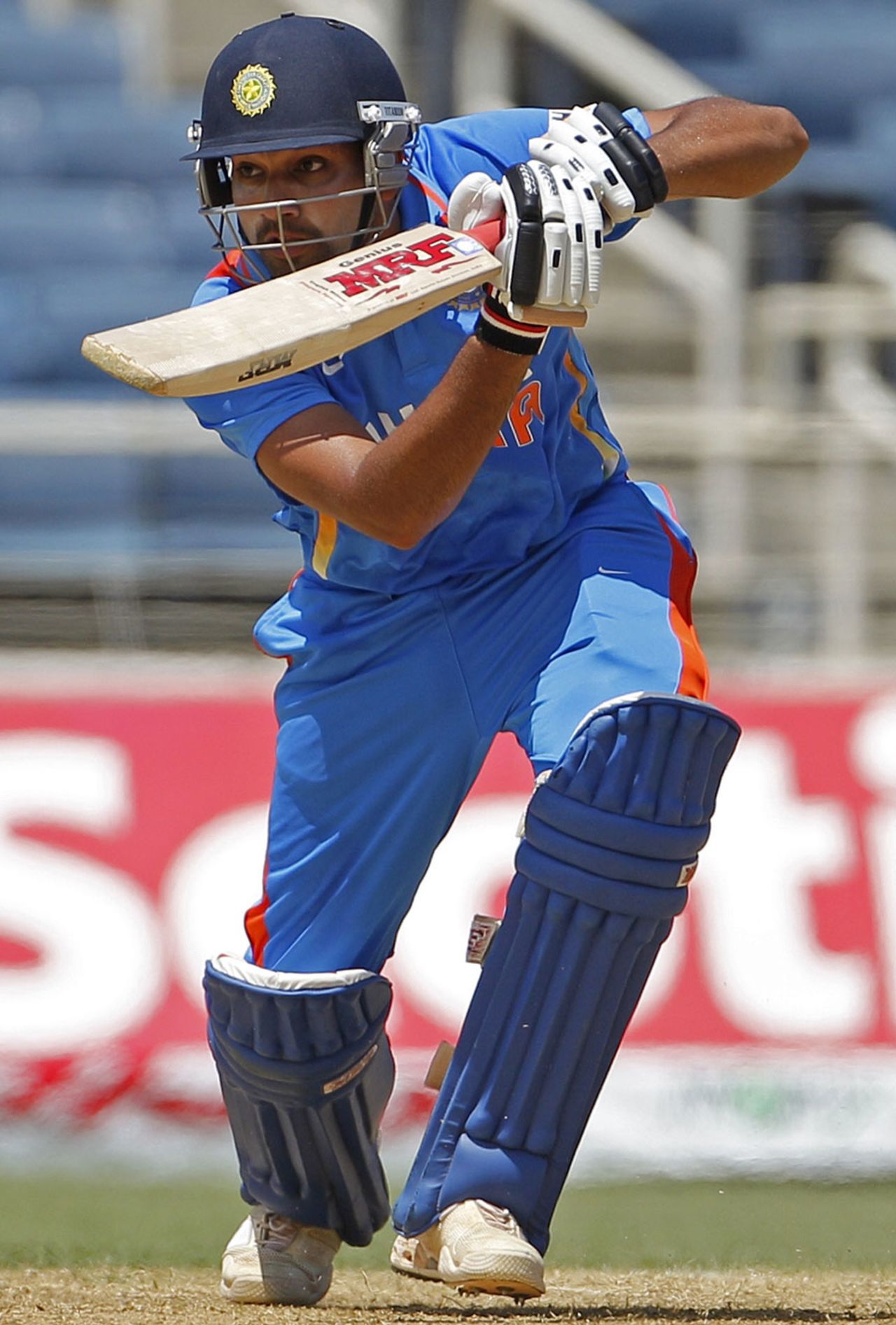 Rohit Sharma drives through cover, West Indies v India, 5th ODI, Kingston, Jamaica, June 16, 2011