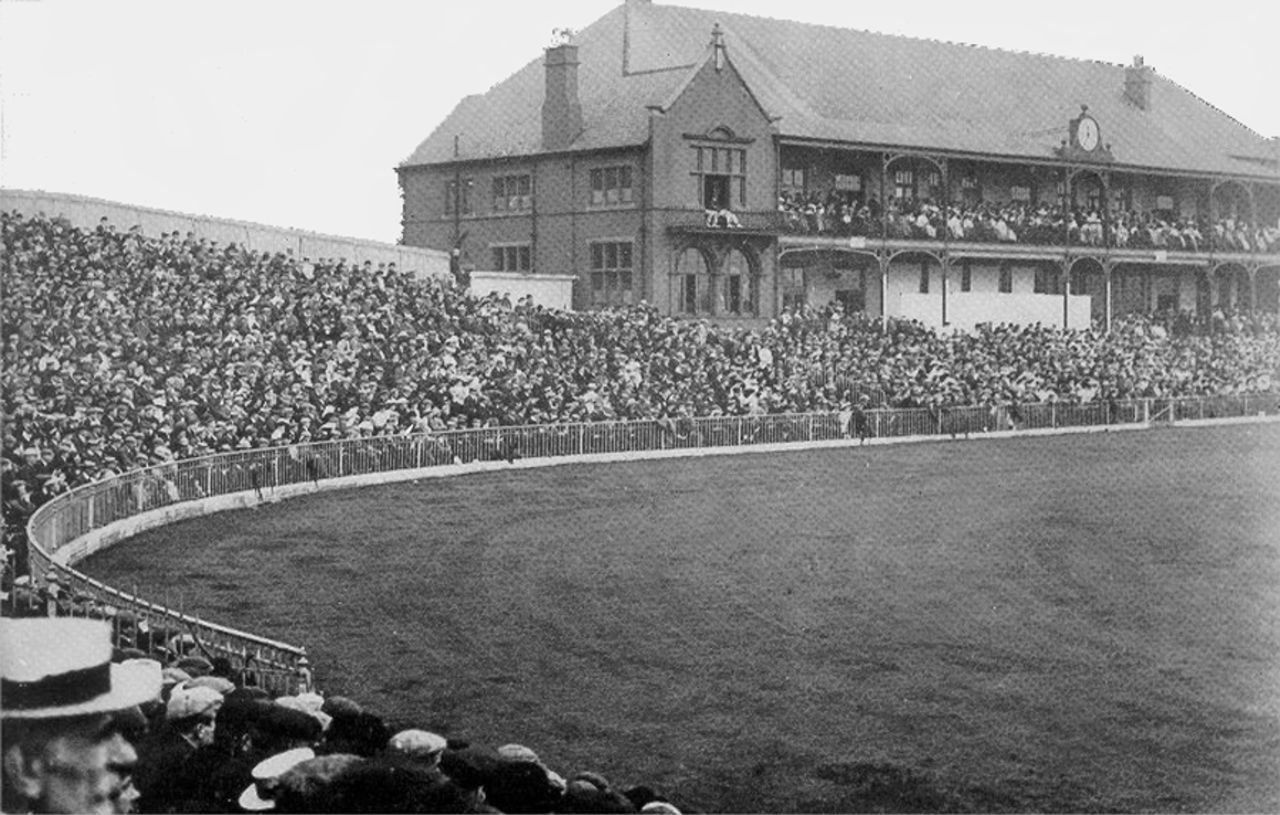 The crowd at Bramall Lane for the first day of the ground's only Test, England v Australia, 3rd Test, Sheffield, July 4, 1902