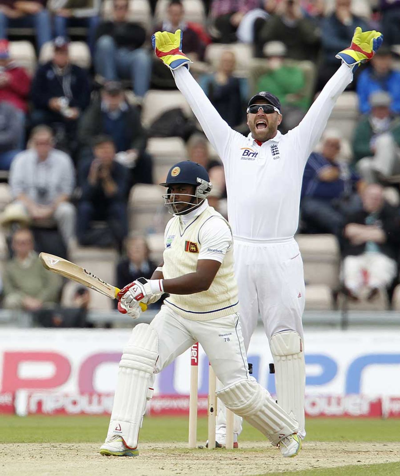 Rangana Herath was eventually lbw to Graeme Swann, England v Sri Lanka, 3rd Test, Rose Bowl, June 20, 11