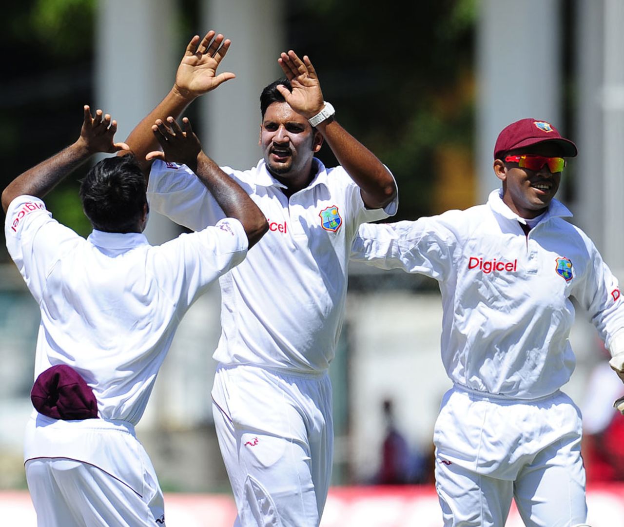 Ravi Rampaul celebrates dismissing M Vijay, West Indies v India, 1st day, 1st Test, Kingston, June 20, 2011