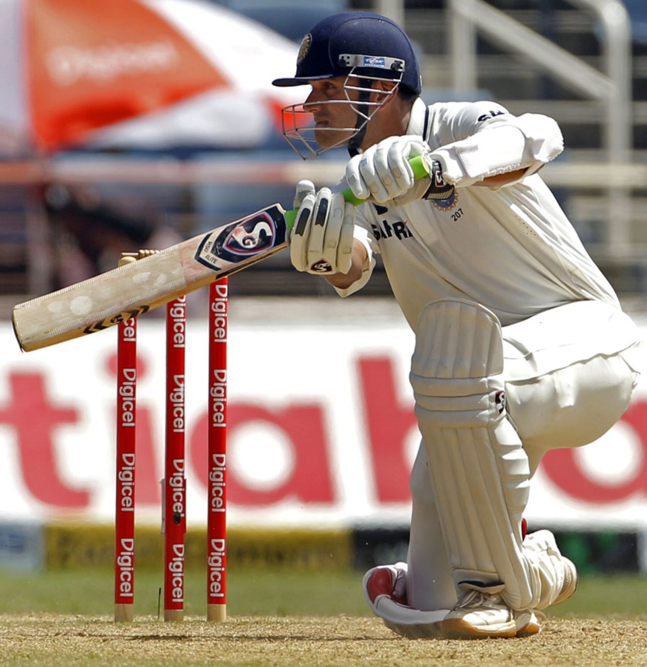 Rahul Dravid guides one through the off side, West Indies v India, 1st Test, Kingston, 3rd day, June 22, 2011
