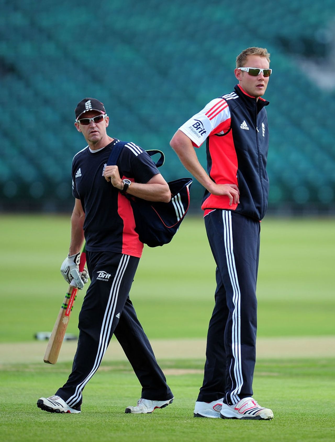 Andy Flower and Stuart Broad watch England train, Bristol, June 24, 2011