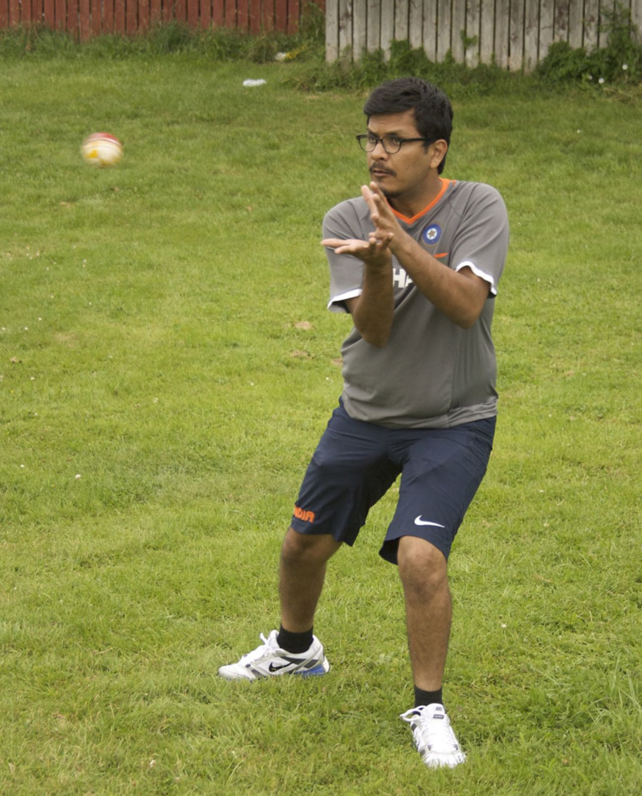 Newfoundland and Labrador's Ashwin Gupta practises his catching