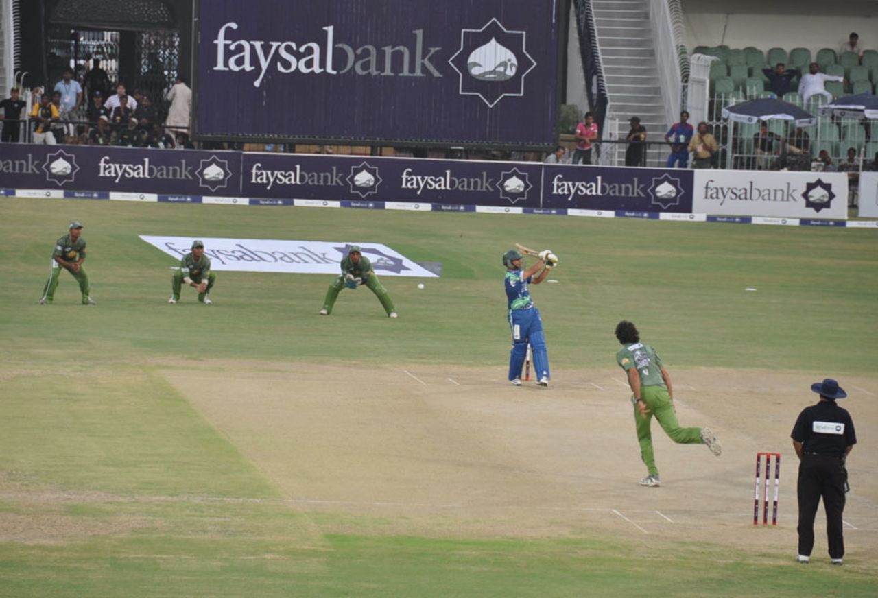 Khalid Latif misses a pull shot off Abdur Rauf, Karachi v Multan, Faysal Bank Super Eight T20 Cup, Faisalabad, June 26, 2011 