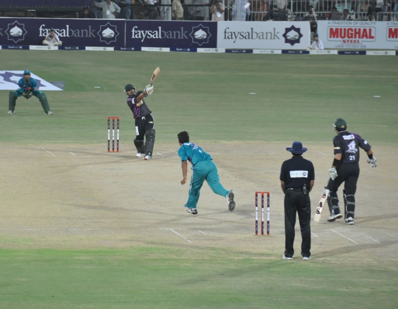 Asif Hussain hits a six off Mohammad Rameez, Faisalabad v Rawalpindi, Faysal Bank Super Eight T20 Cup, Faisalabad, June 26, 2011 