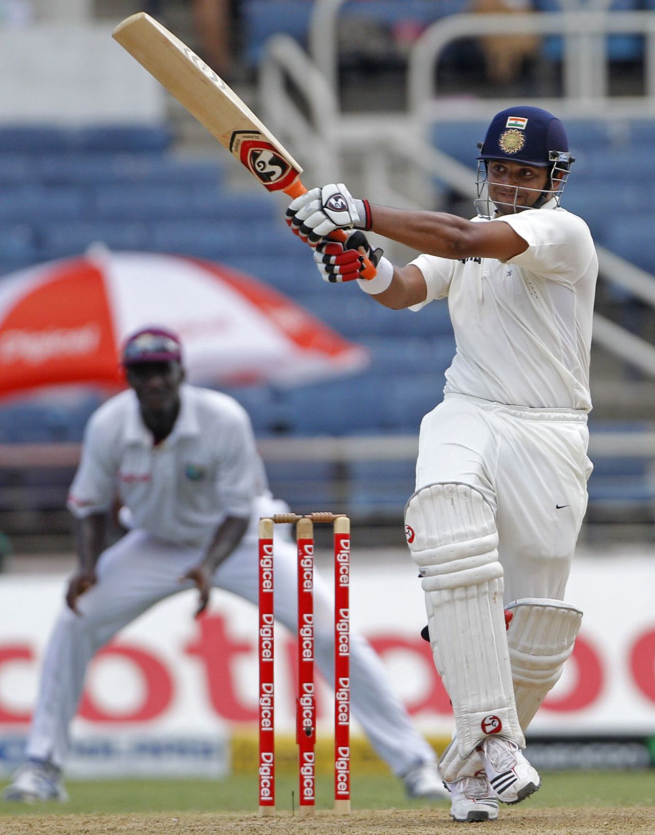Suresh Raina plays a pull, West Indies v India, 2nd Test, Bridgetown, 1st day, June 28, 2011