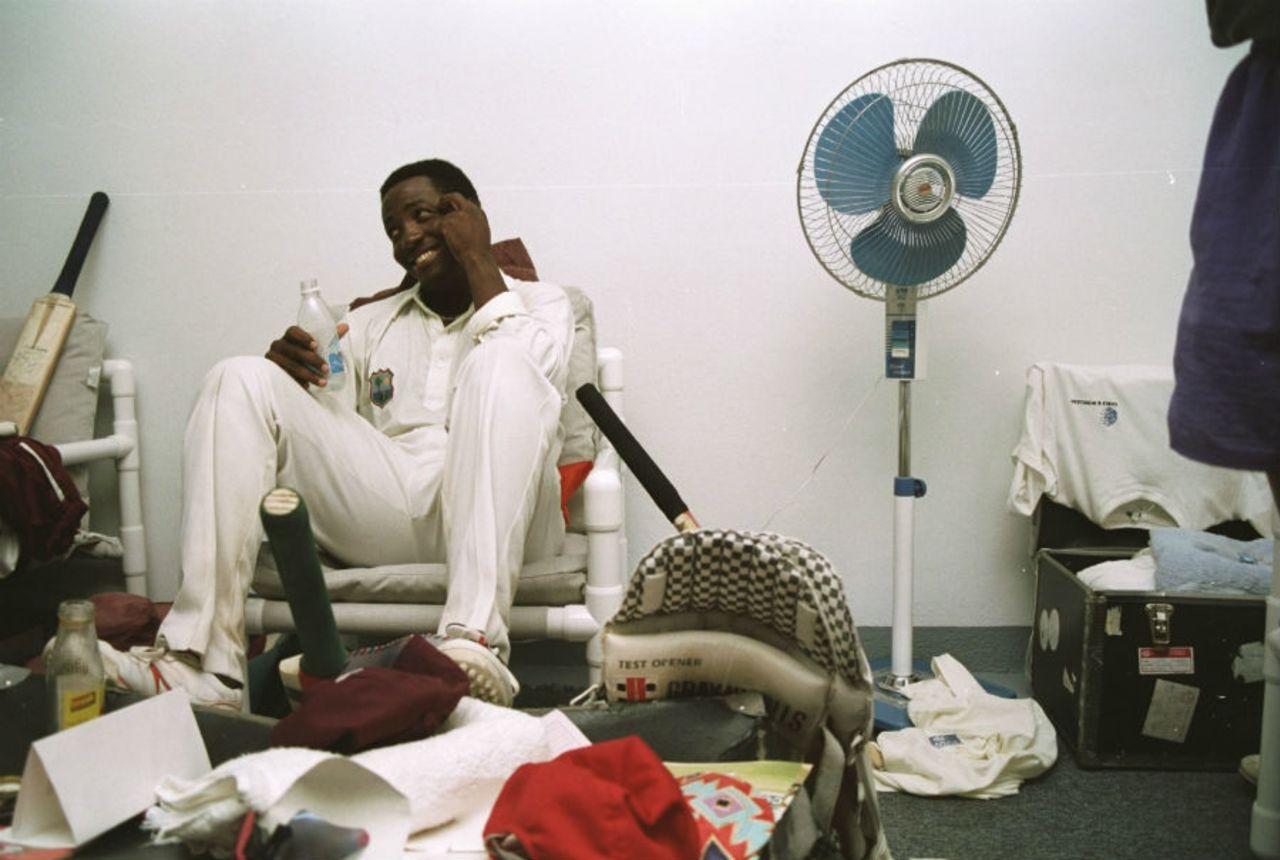 Brian Lara relaxes after breaking Garry Sovbes' Test record , West Indies v England, 5th Test, St John's, Antigua, April 18, 1994