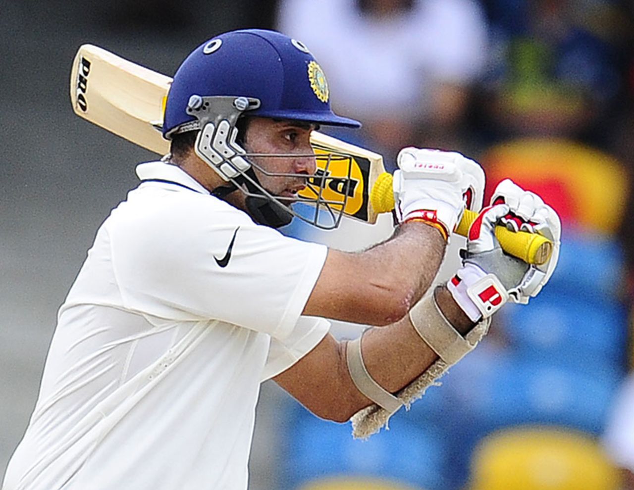 VVS Laxman made his second half-century of the match, West Indies v India, 2nd Test, Bridgetown, 4th day, July 1, 2011