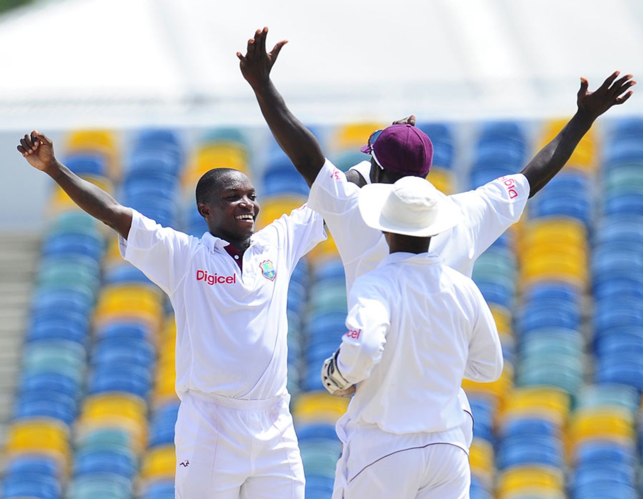Fidel Edwards is thrilled after picking up his ninth five-for, West Indies v India, 2nd Test, Bridgetown, 5th day, July 2, 2011 