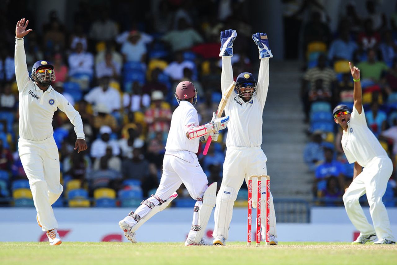 Shivnarine Chanderpaul is about to get a shocker, West Indies v India, 2nd Test, Bridgetown, 5th day, July 2, 2011 