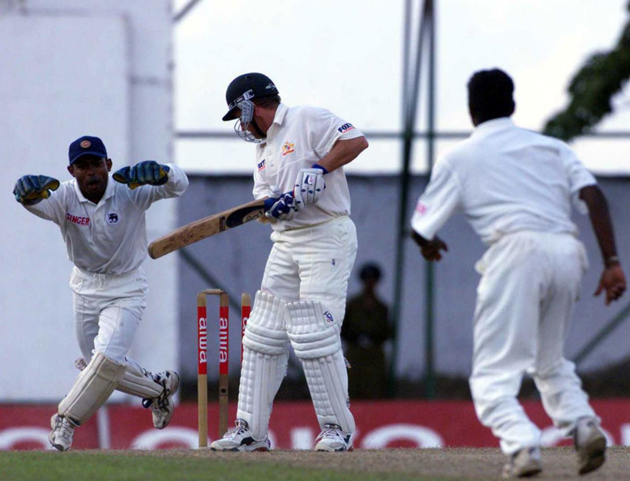 Ian Healy is bowled by Muttiah Muralitharan, Sri Lanka v Australia, 1st Test, Kandy, 2nd day, September 10, 1999