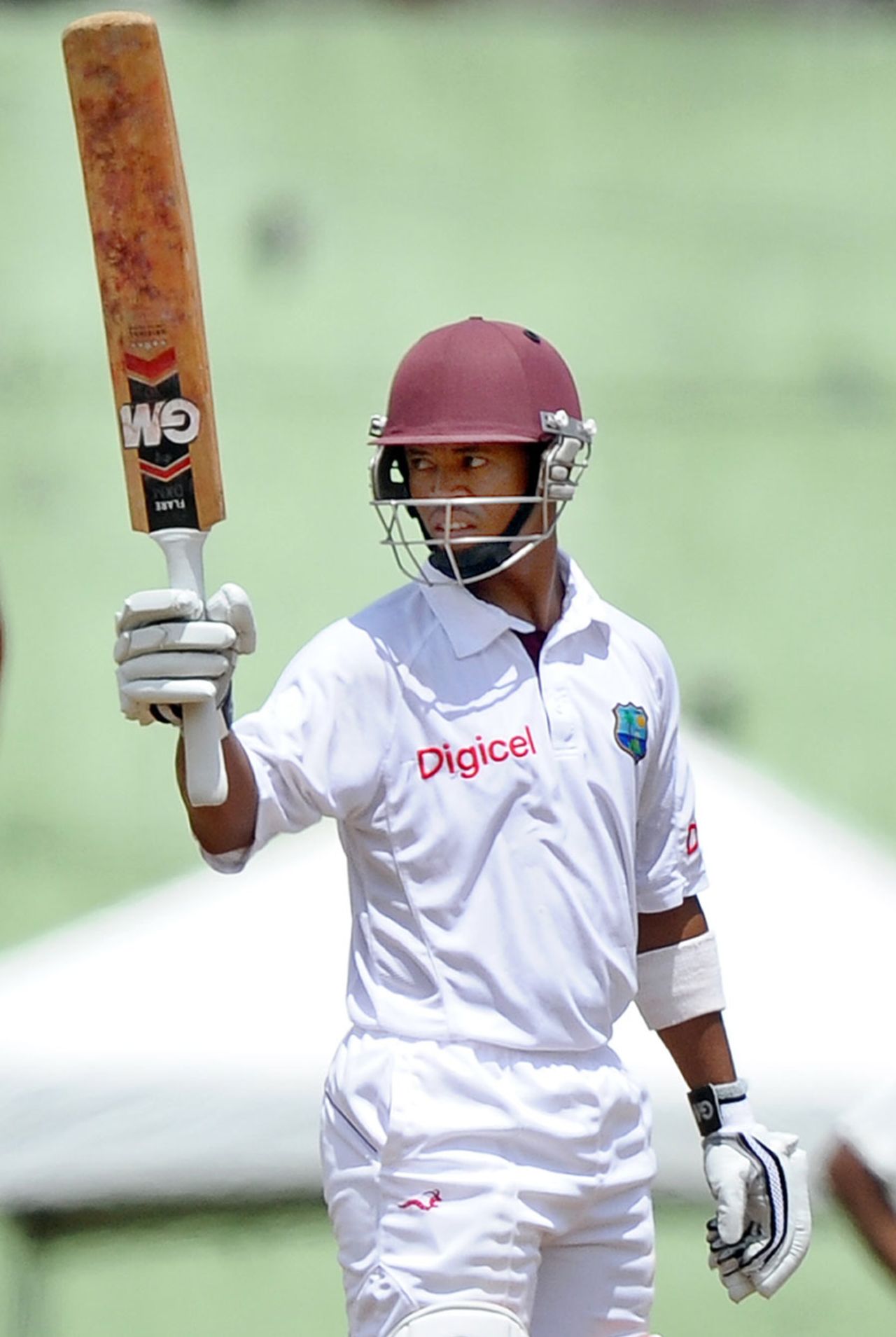 Carlton Baugh acknowledges the applause for an aggressive fifty, West Indies v India, 3rd Test, Dominica, 2nd day, July 7, 2011