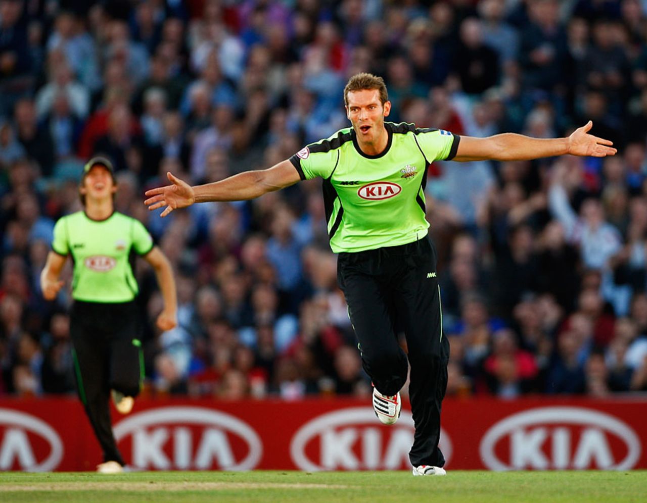 Chris Tremlett celebrates another wicket during his 4 for 16, Surrey v Hampshire, Friends Life t20, The Oval, July 8, 2011