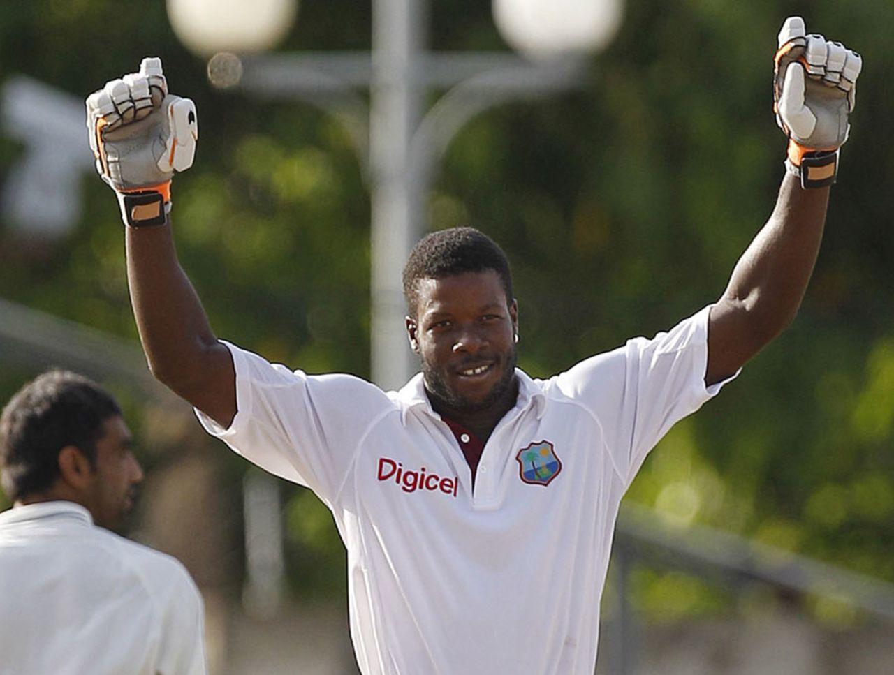 Kirk Edwards savours reaching his debut century, West Indies v India, 3rd Test, Dominica, 4th day, July 9, 2011