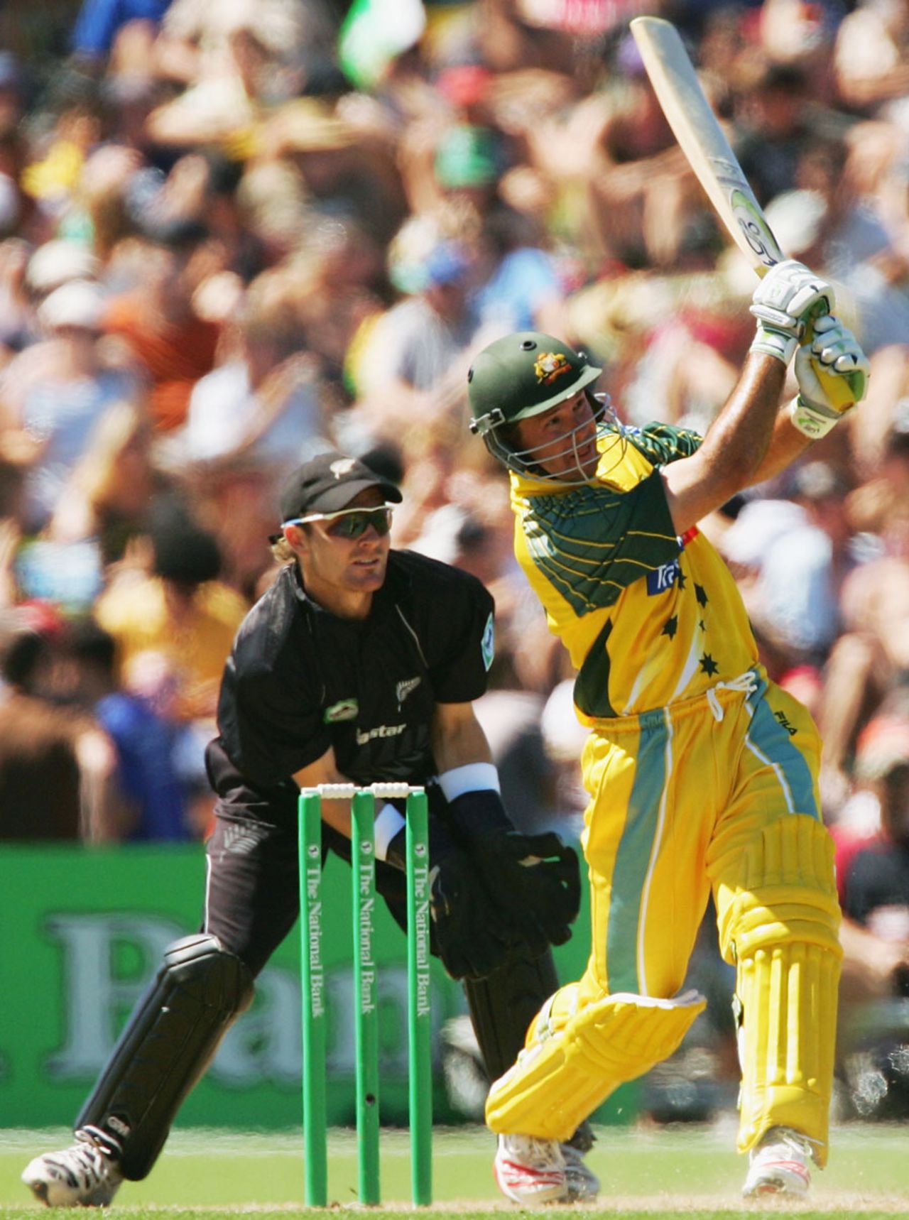 Ricky Ponting smashes over the infield, New Zealand v Australia, 5th ODI, Napier