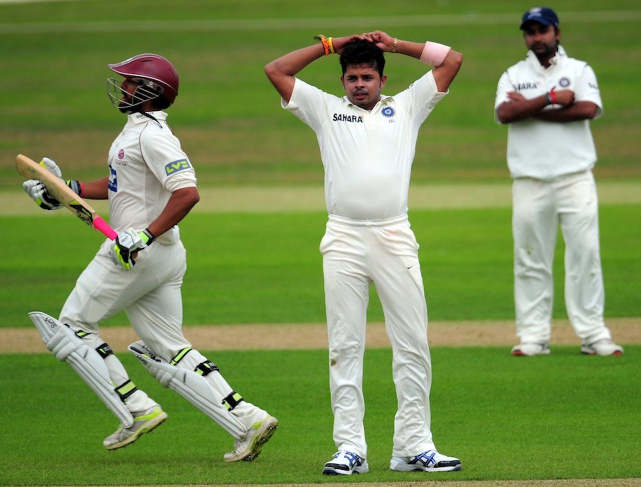 Sreesanth and the other Indian seamers did not make a strong first impression, Somerset v Indians, Taunton, 1st day, July 15, 2011