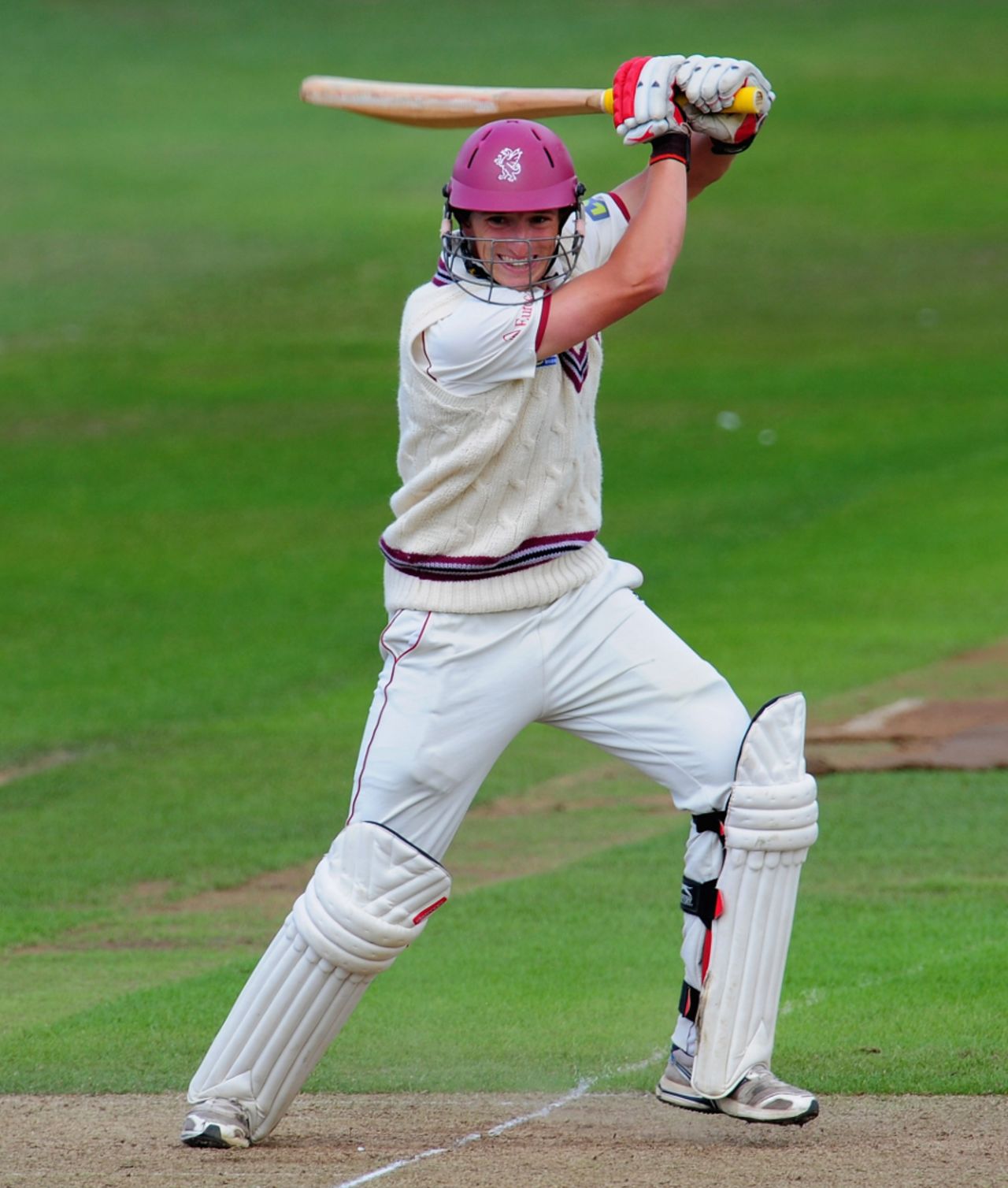 Chris Jones cracks the ball through the off side during his fifty against India, Somerset v Indians, Taunton, 2nd day, July 16, 2011