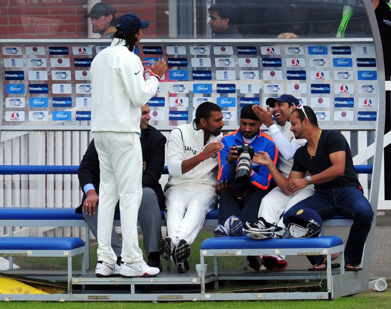 Ishant Sharma shares a laugh with his team-mates, Somerset v Indians, Taunton, 2nd day, July 16, 2011