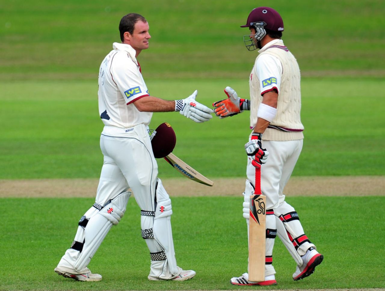 Andrew Strauss and Peter Trego feasted on some listless Indian bowling, Somerset v Indians, Taunton, 3rd day, July 17, 2011