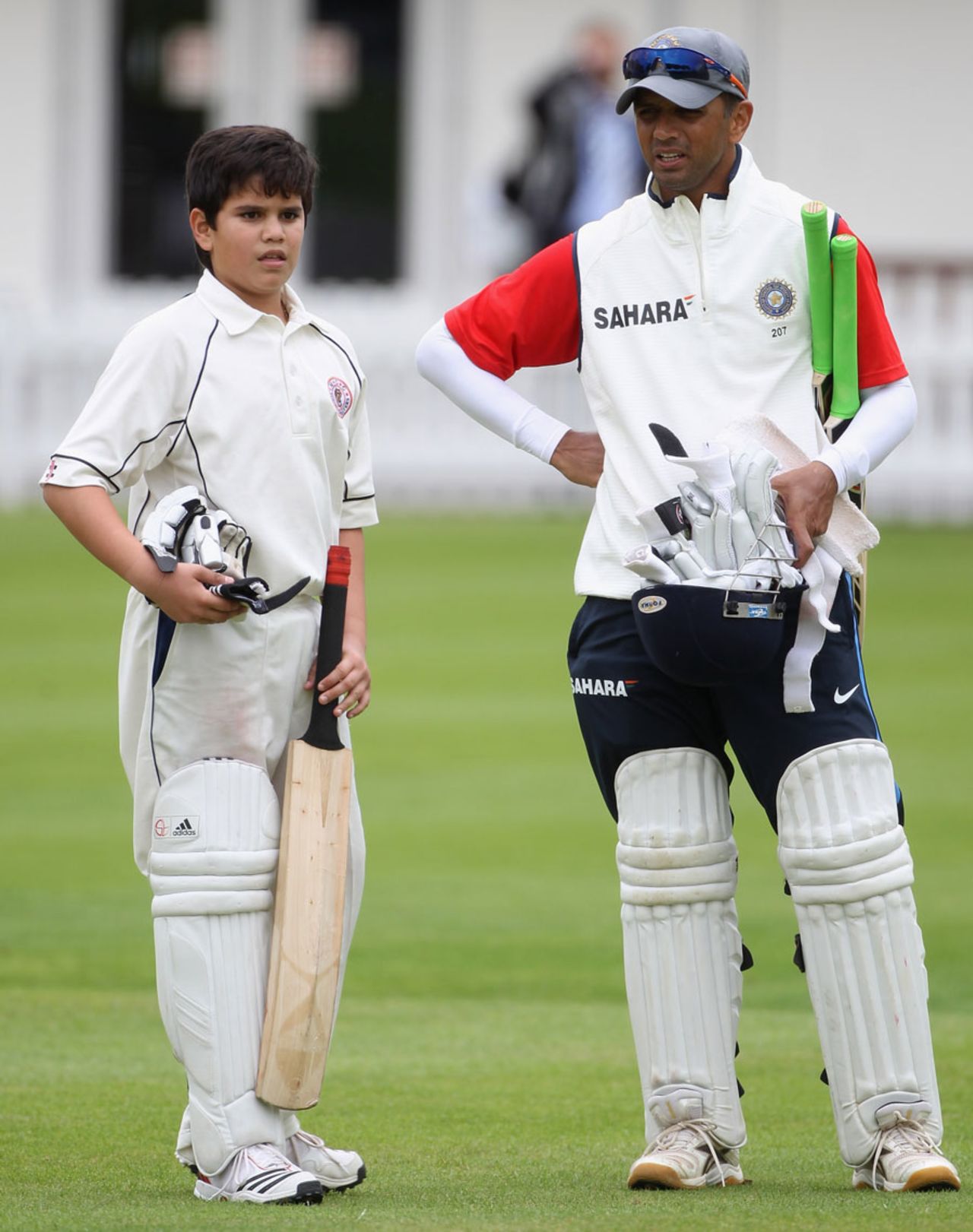 Rahul Dravid chats with Sachin Tendulkar's son Arjun during a practice session, Lord's, July 20, 2011