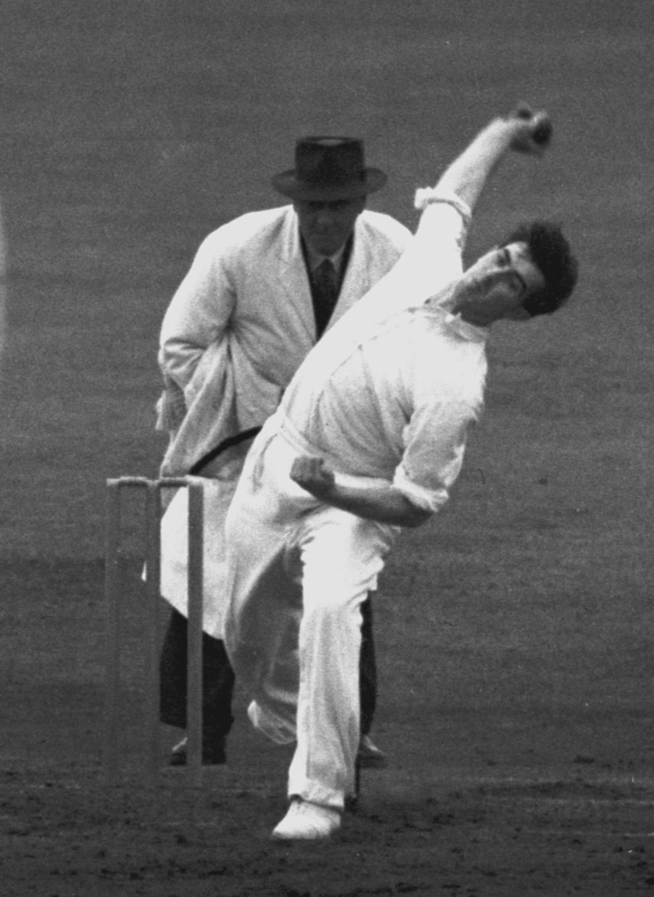 Fred Trueman during his 8 for 31 spell against India in 1952, England v India, 3rd Test, Old Trafford, 19 July, 1952