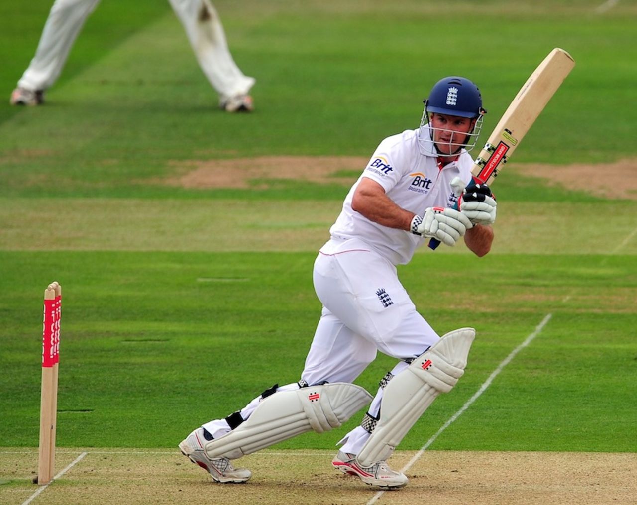 Andrew Strauss plays the ball through square, England v India, 1st Test, Lord's, 1st day, July 21, 2011