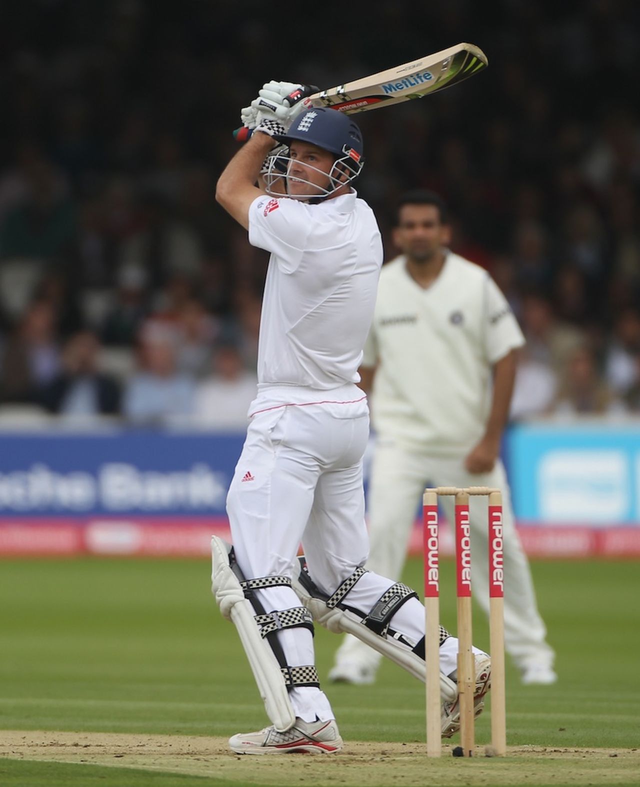 Andrew Strauss carves the ball over gully, England v India, 1st Test, Lord's, 1st day, July 21, 2011