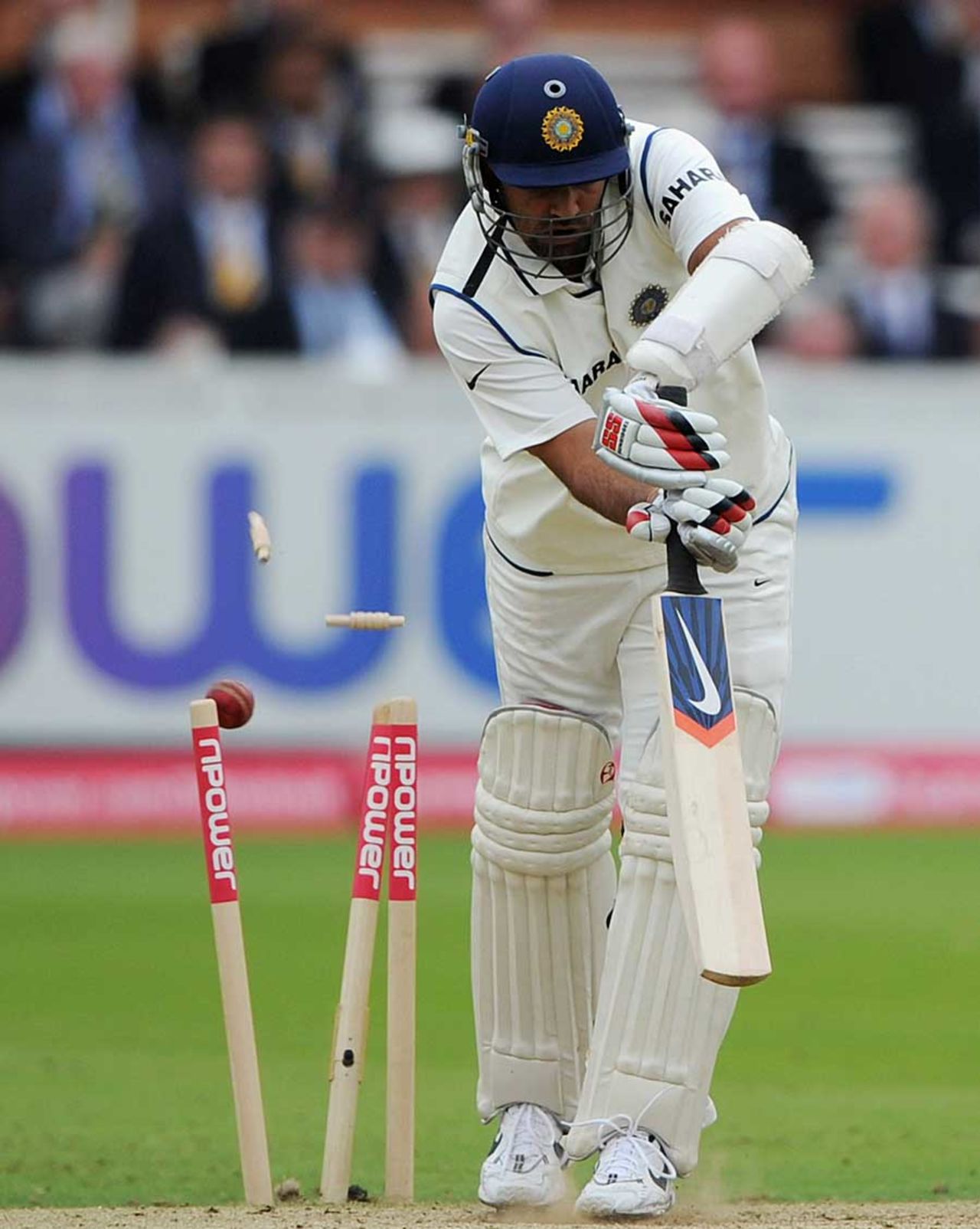 Zaheer Khan is castled by James Anderson, England v India, 1st Test, Lord's, 3rd day, July 23, 2011