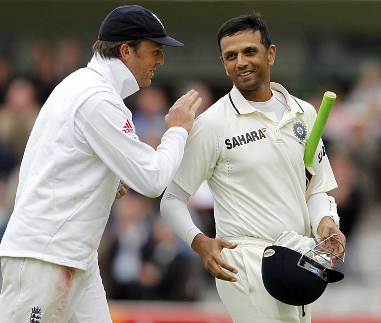 Graeme Swann, who had dropped Rahul Dravid earlier in his innings, has words of congratulation for the man he reprieved , England v India, 1st Test, Lord's, 3rd day, July 23, 2011