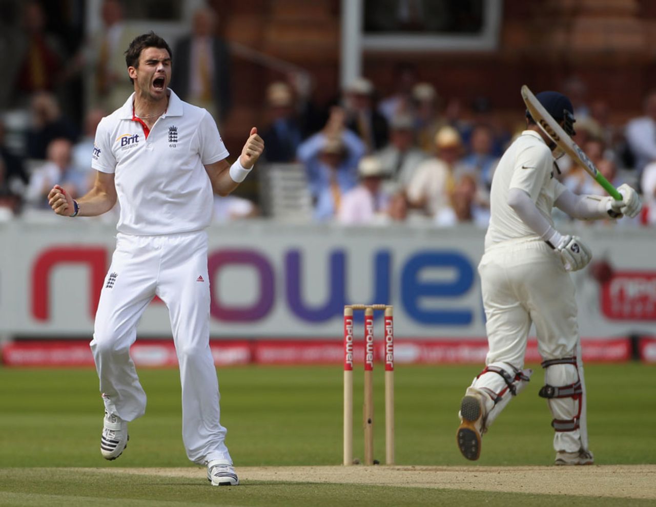 James Anderson is thrilled after removing Rahul Dravid, England v India, 1st Test, Lord's, 5th day, July 25, 2011