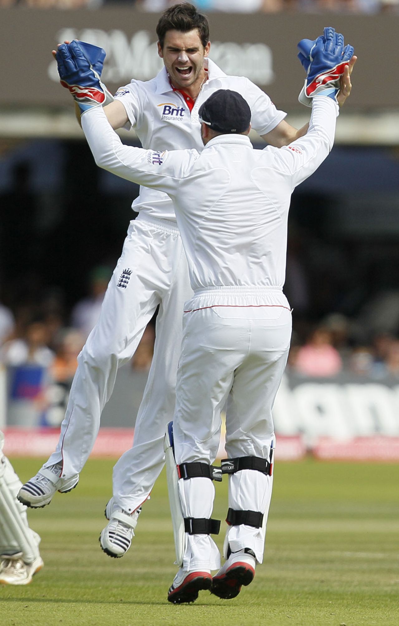 James Anderson celebrates dimissing Rahul Dravid early on day five, England v India, 1st Test, Lord's, 5th day, July 25, 2011