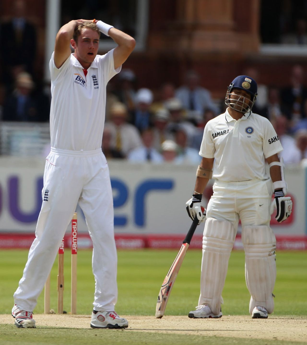 Stuart Broad stares in disbelief at the umpire after he had an lbw appeal turned down, England v India, 1st Test, Lord's, 5th day, July 25, 2011