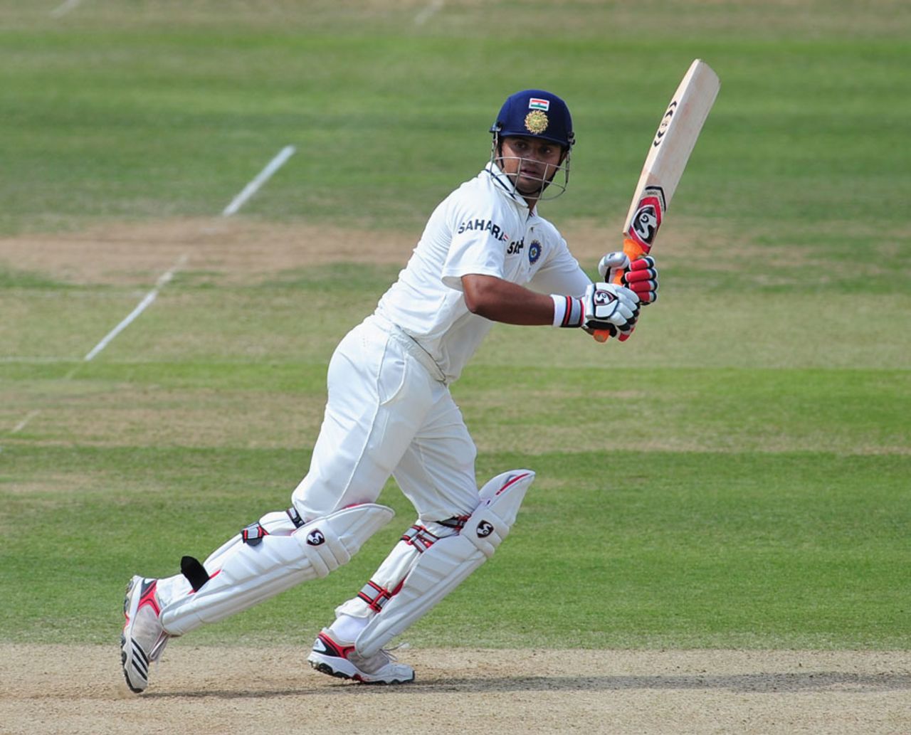 Suresh Raina works a ball from the leg side, England v India, 1st Test, Lord's, 5th day, July 25, 2011
