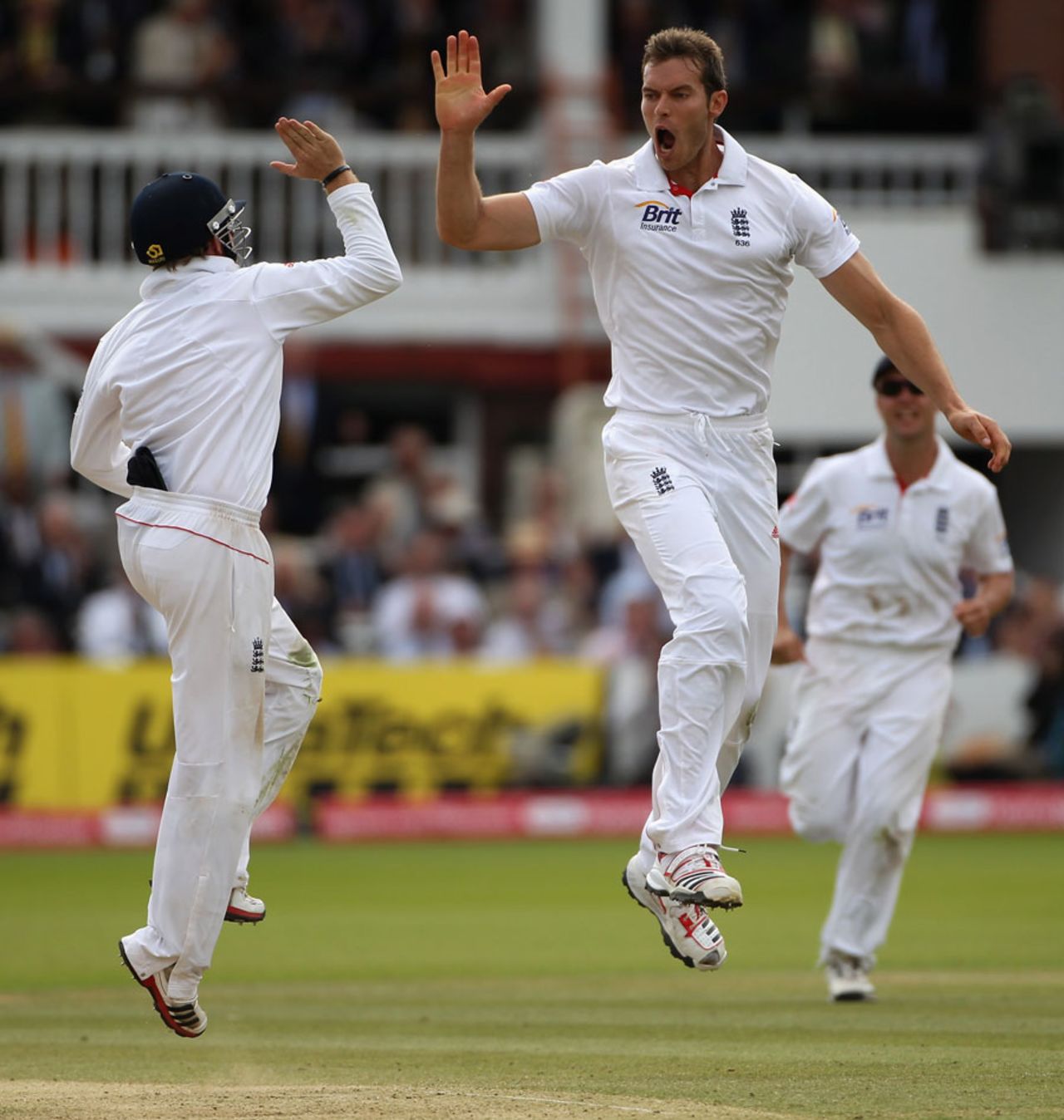 Chris Tremlett celebrates after removing MS Dhoni, England v India, 1st Test, Lord's, 5th day, July 25, 2011
