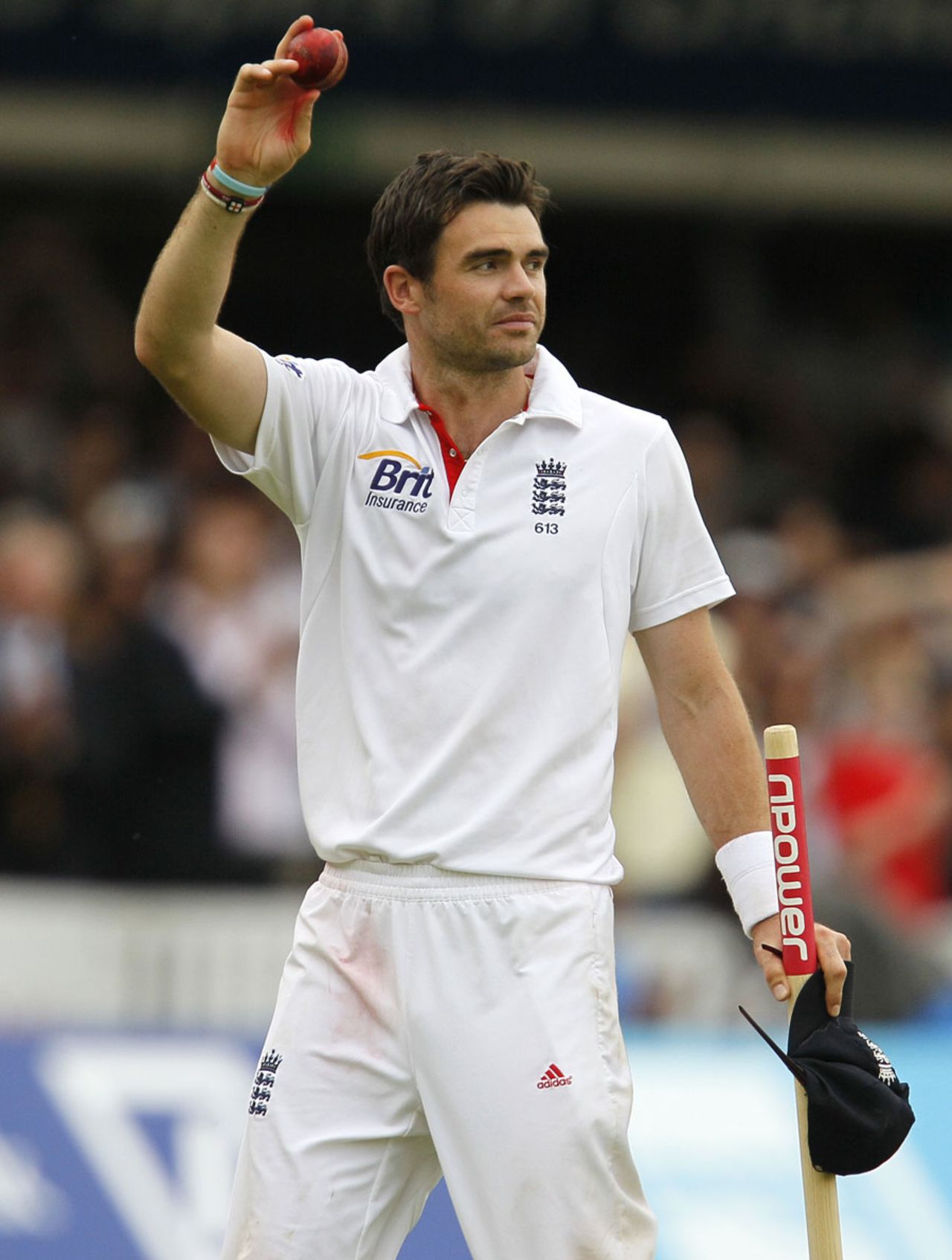 James Anderson keeps the ball as a souvenir after his five-for, England v India, 1st Test, Lord's, 5th day, July 25, 2011