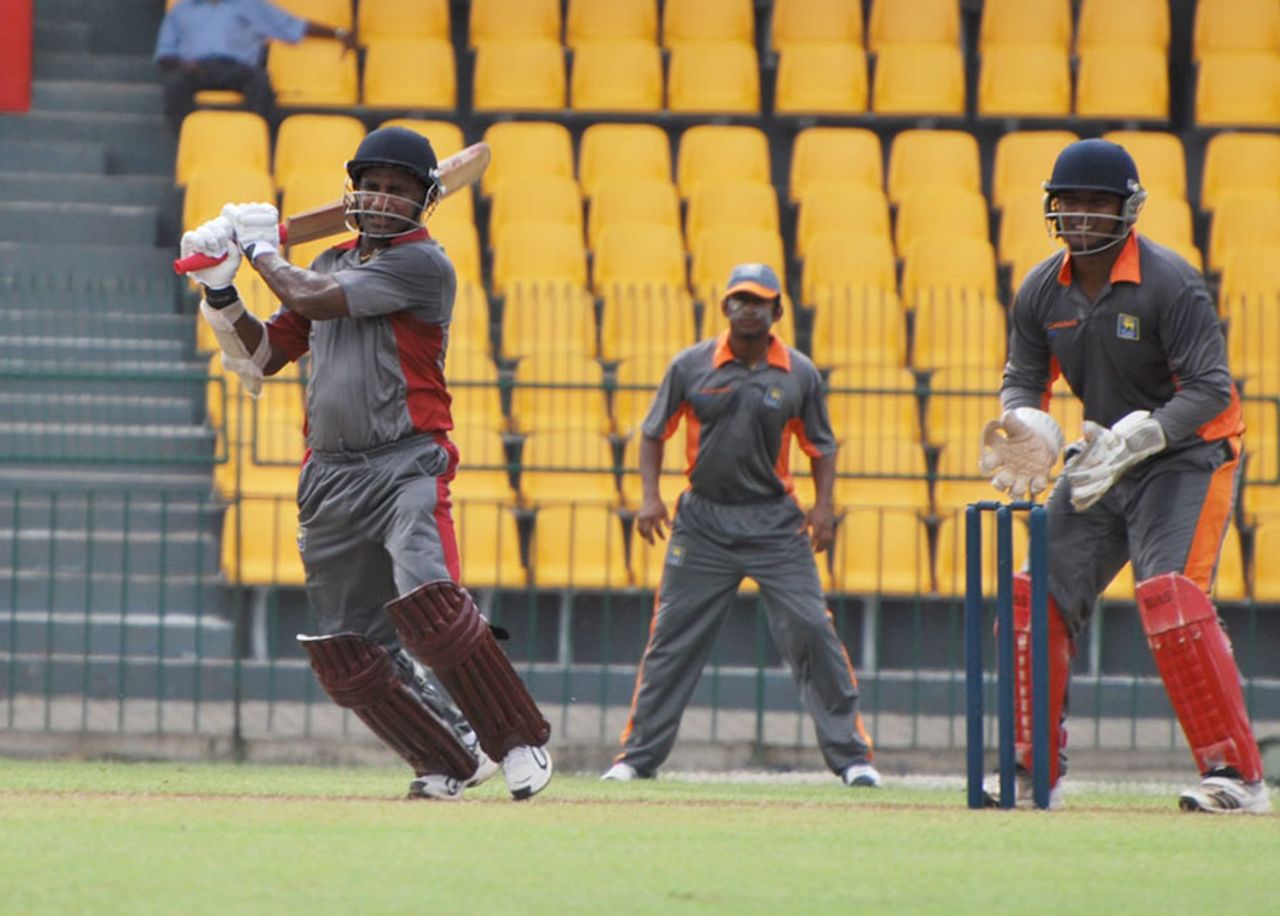 Sanath Jayasuriya cuts on his way to 44 off 26 balls, Ruhuna v Combined Provinces, Sri Lanka Cricket Inter-Provincial Twenty20, Colombo, July 26, 2011