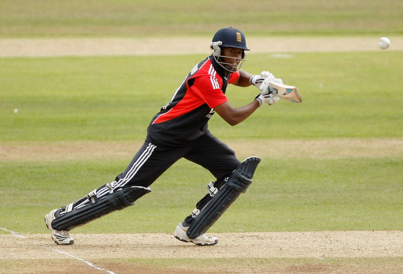 Daniel Bell-Drummond plays one to the off side during his half-century, England U-19s v South Africa U-19s, 5th Youth ODI, Taunton, June 26, 2011