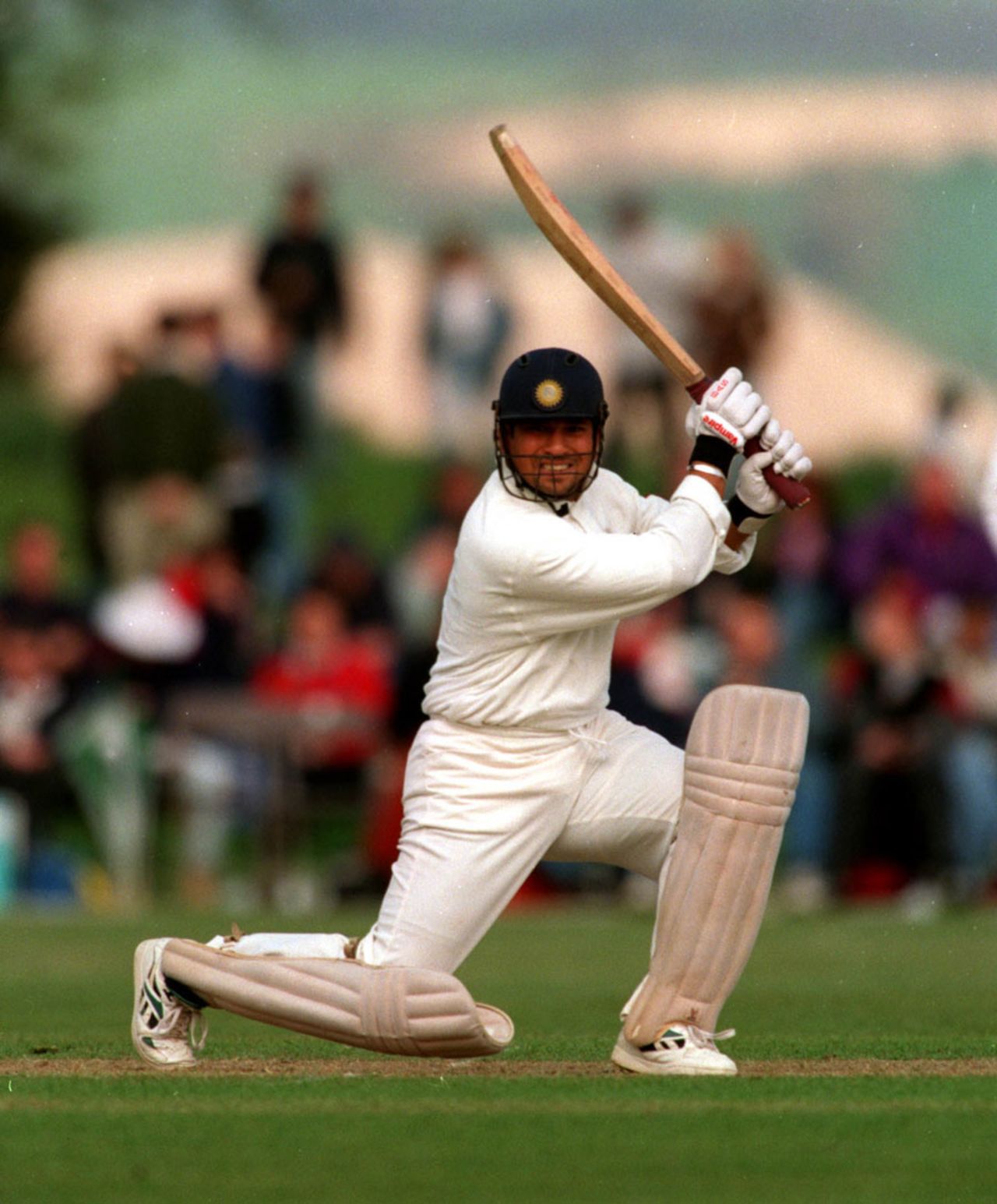 Sachin Tendulkar leans into a sublime square-drive, Arundel, May 5, 1996