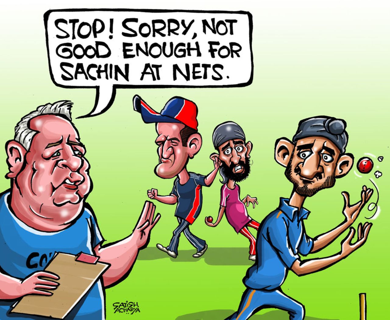 Cartoon: Net bowler