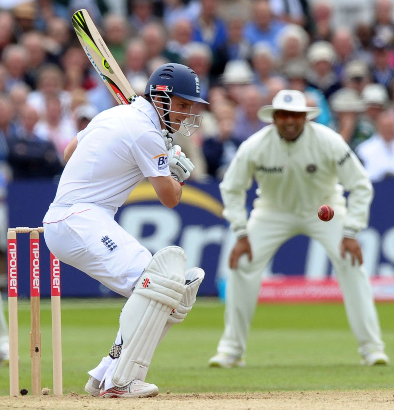 Andrew Strauss is poised to cut the ball, England v India, 2nd Test, Trent Bridge, 1st day, July 29, 2011