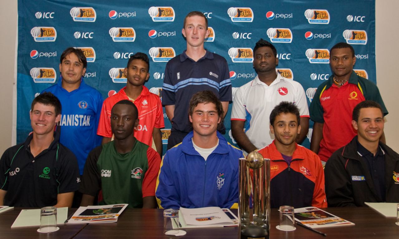 The captains of the participating teams ahead of tournament, Under-19 World Cup Qualifier, Dublin, July 27, 2011