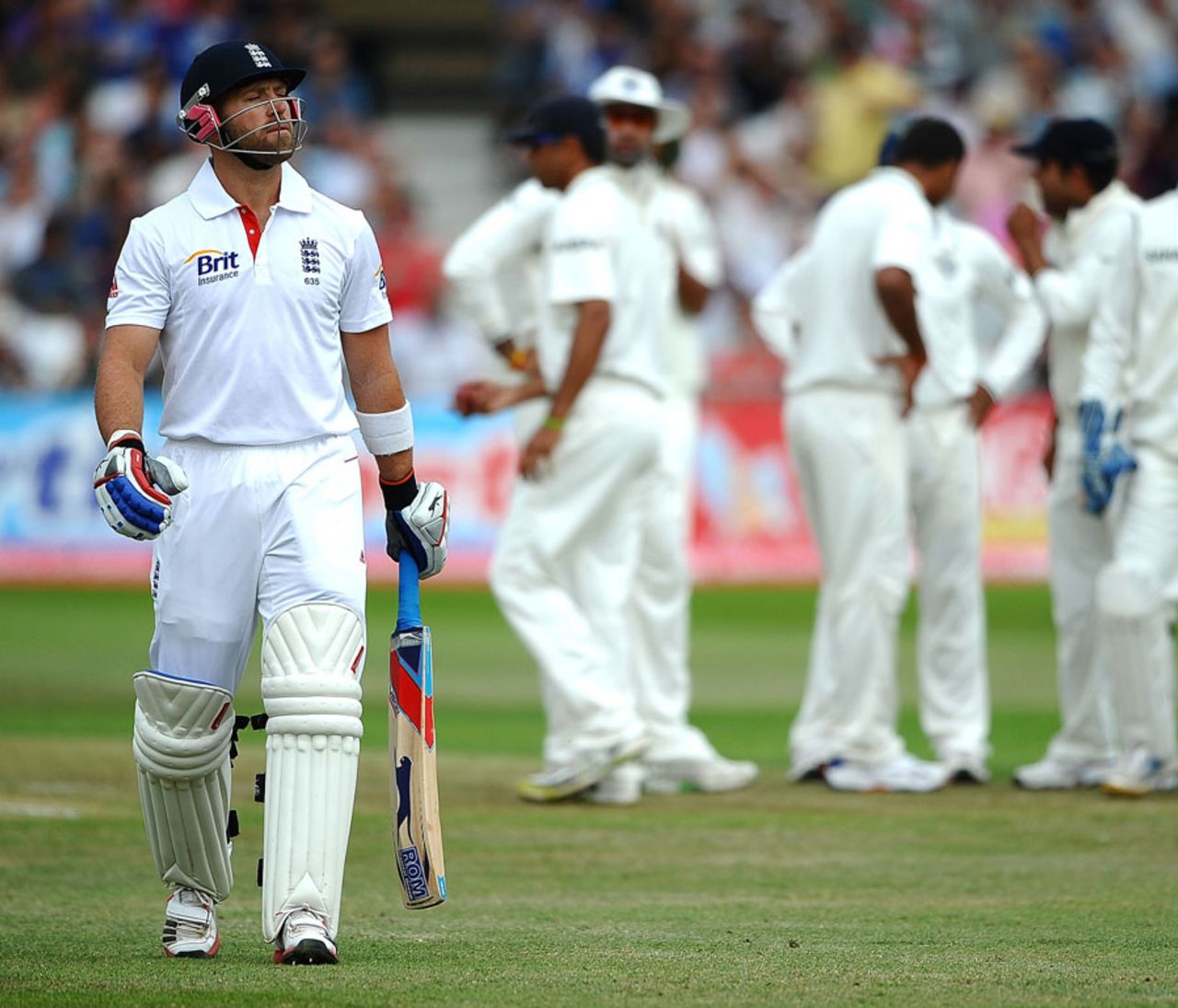 Matt Prior walks off after being dismissed, England v India, 2nd Test, Trent Bridge, 3rd day, August 1, 2011